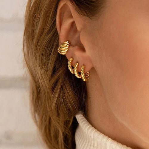 Boucles d'oreilles en cuivre à motif de couture créatif, boucles d'oreilles en cuivre de personnalité Simple