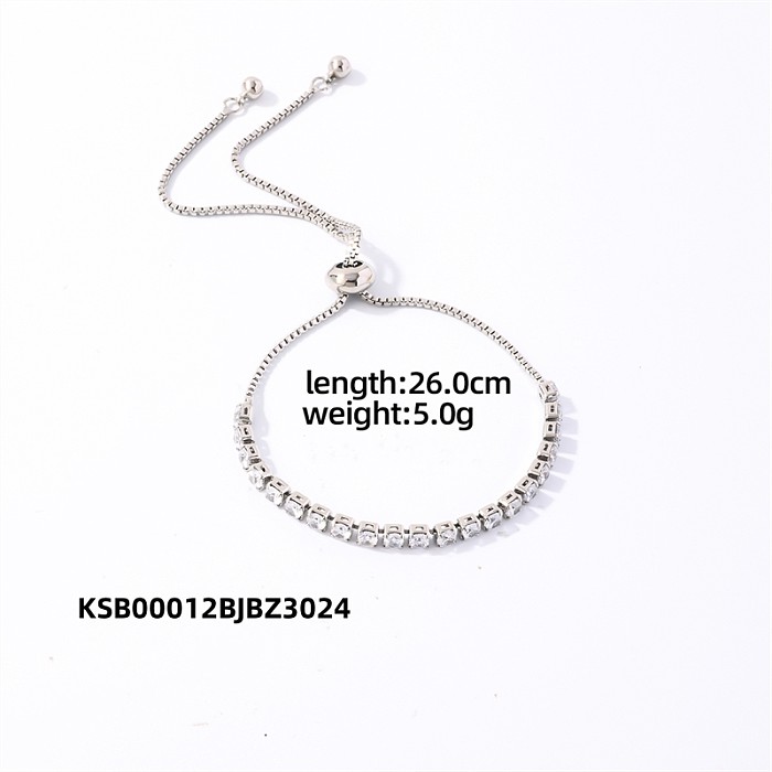 Casual Vintage Style Shiny Round Copper Plating Inlay Zircon White Gold Plated Gold Plated Bracelets