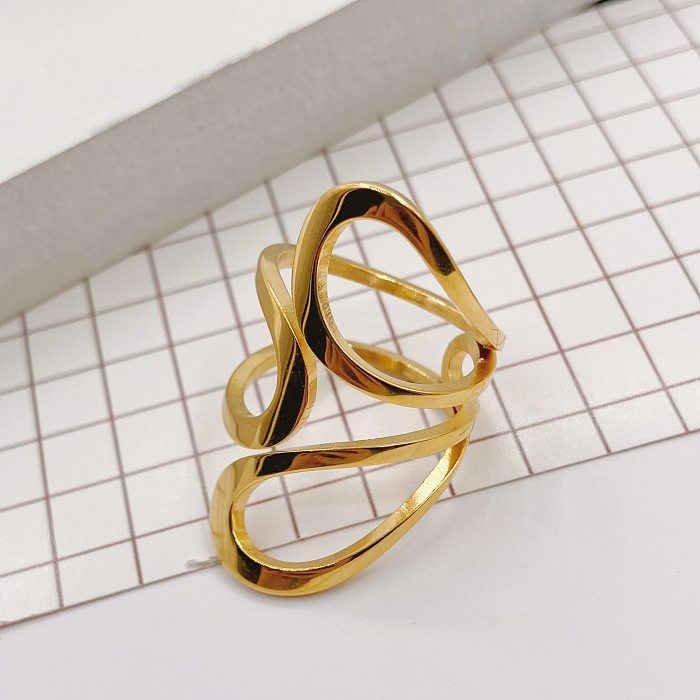 Anéis geométricos de chapeamento de aço de titânio da moda 1 peça