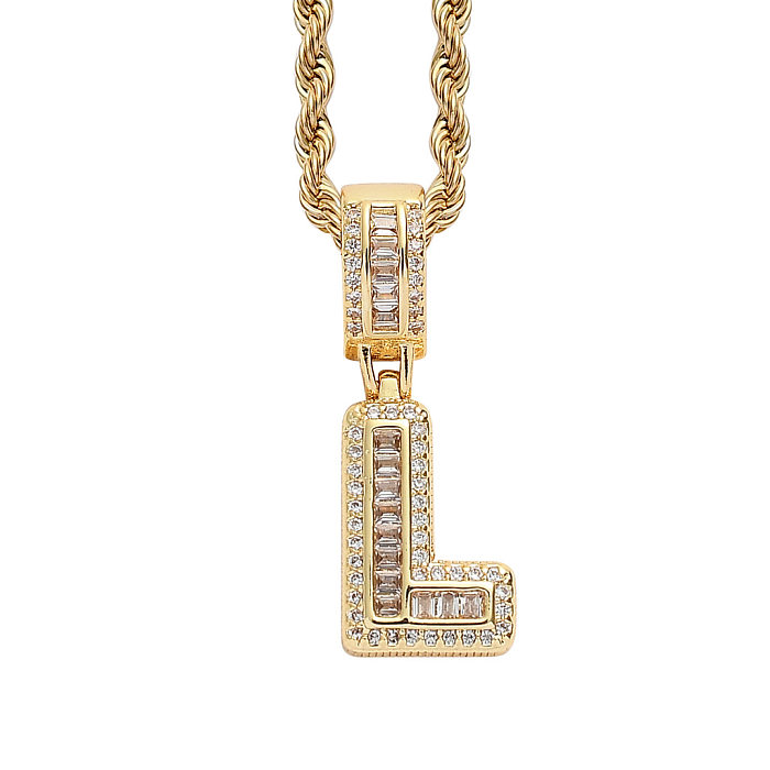 Simple Style Letter Copper Inlay Zircon Pendant Necklace 1 Piece