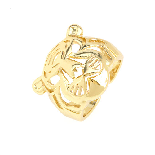 IG Style Cool Style Tiger Copper Plating 18K anéis abertos banhados a ouro