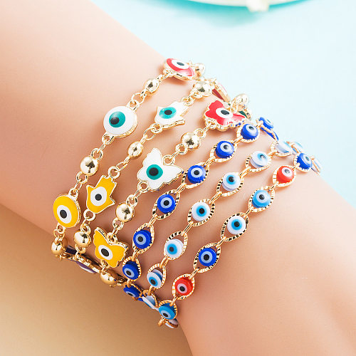 Fashion New Copper Gold-plated Dripping Oil Devil's Eye Bracelet