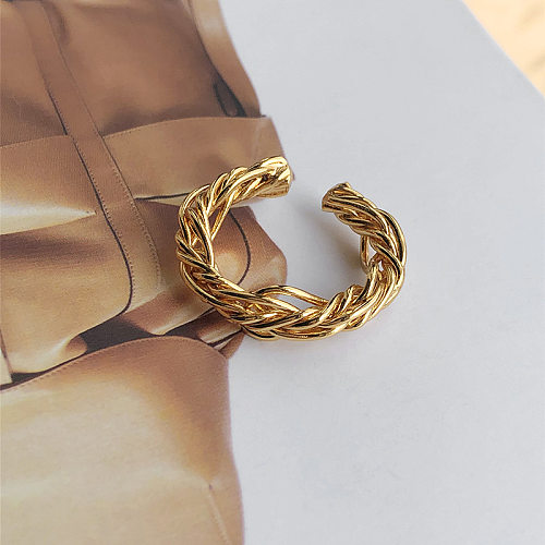 Simple Style Solid Color Copper Plating Gold Plated Rings