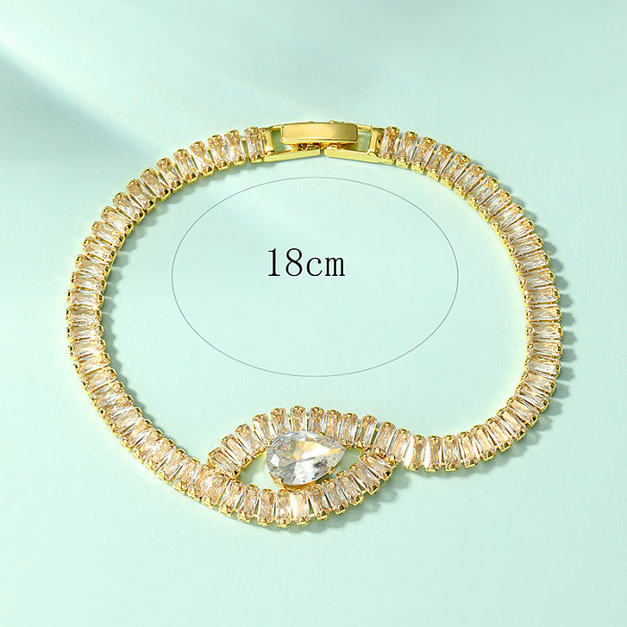 Luxurious Simple Style Shiny Eye Copper 18K Gold Plated White Gold Plated Zircon Bracelets In Bulk