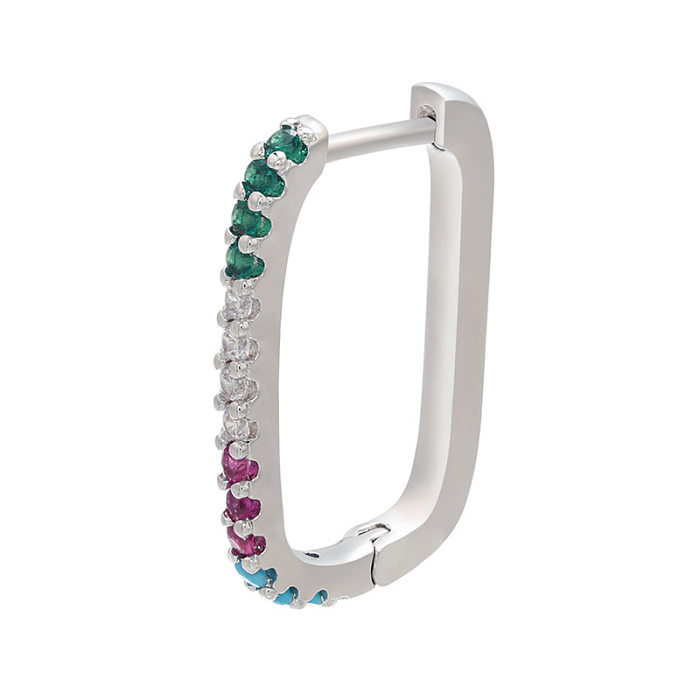 Wholesale Simple Micro-inlaid Colored Diamonds Rectangular Earrings jewelry