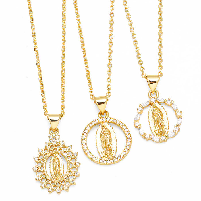 1 Piece Fashion Oval Copper Plating Inlay Zircon Pendant Necklace