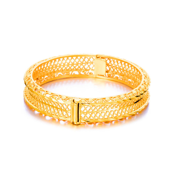 Ethnic Style Solid Color Copper Plating Gold Plated Bangle