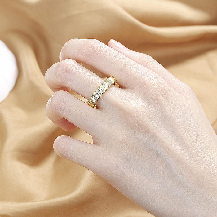 IG Style Basic Square Copper Inlay Zircon Rings