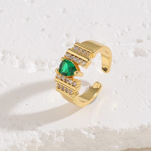 Retro Commute Water Droplets Copper Plating Inlay Zircon 14K Gold Plated White Gold Plated Open Rings