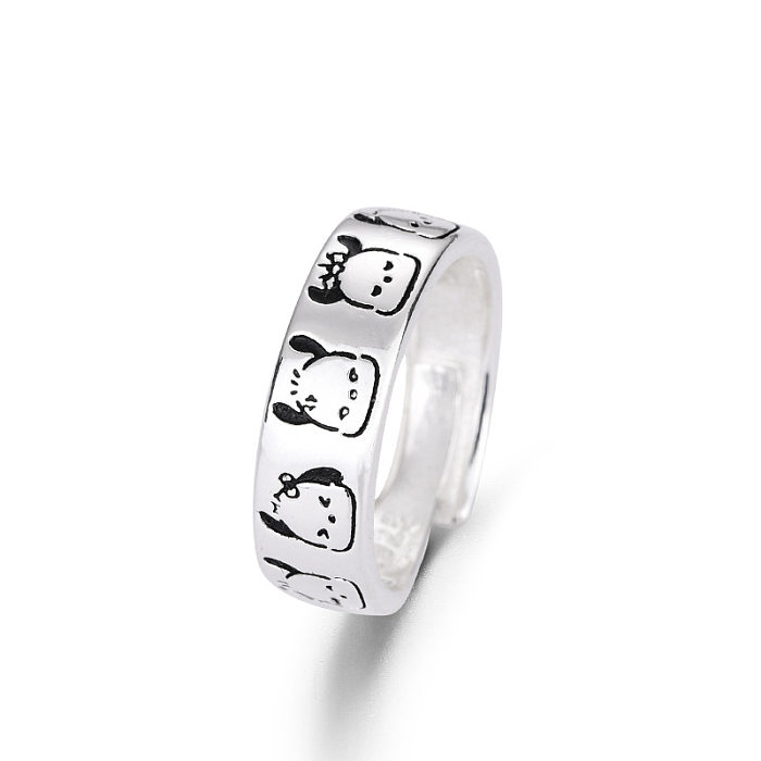 Cute Cartoon White Copper Plating Open Rings