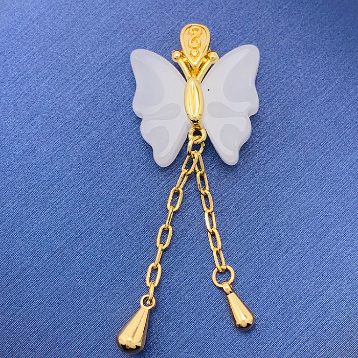 Simple Style Swan Heart Shape Butterfly Copper Irregular Rhinestones Opal Pendant Necklace