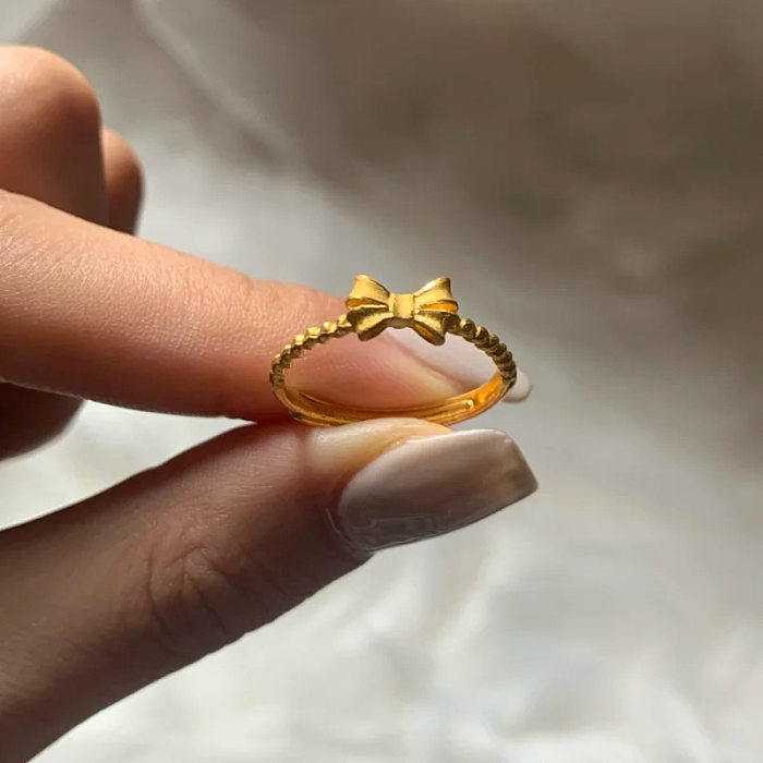 Simple Style Bow Knot Brass Plating Gold Plated Open Rings