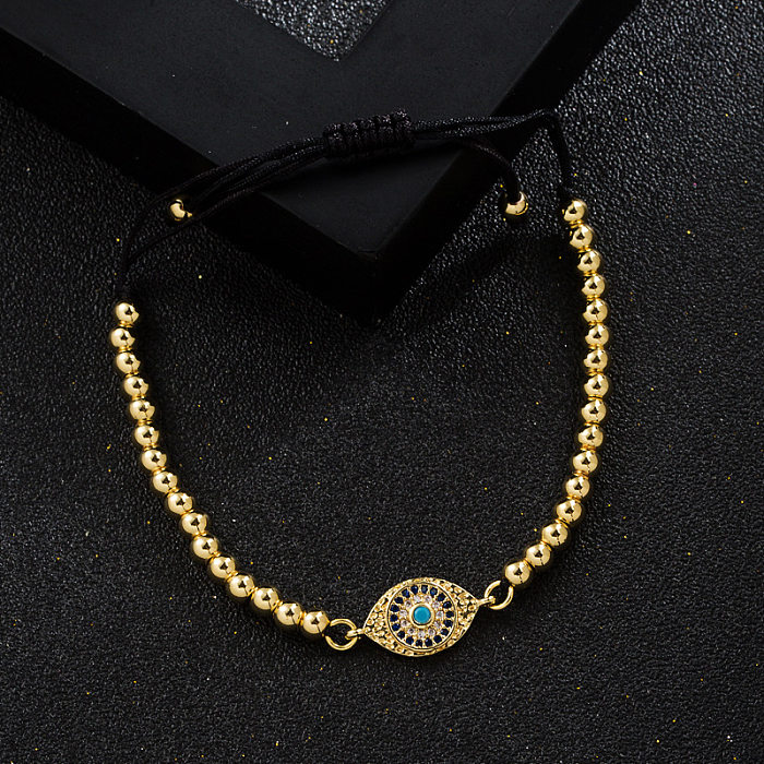 Copper Gold-Plated Micro Inlaid Zircon Devil's Eye Adjustable Bracelet