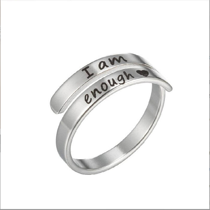 Fashion Letter Stainless Steel Plating Open Ring 1 Piece