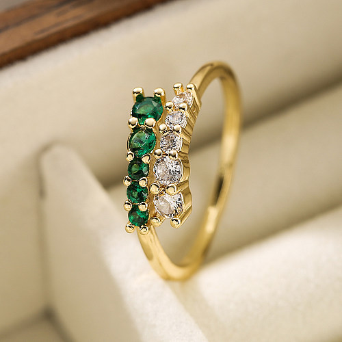 Artistic Wings Copper Plating Inlay Zircon 18K Gold Plated Open Ring