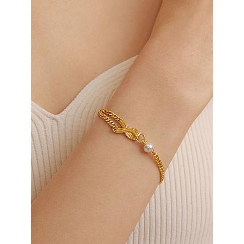 Simple Style Solid Color Copper Alloy Plating Gold Plated Bracelets