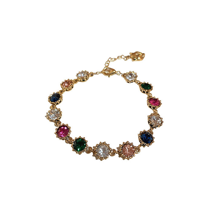 Modische runde Kupfer-Inlay-Strasssteine ​​für Damen, Armbänder, Ohrringe, Halskette