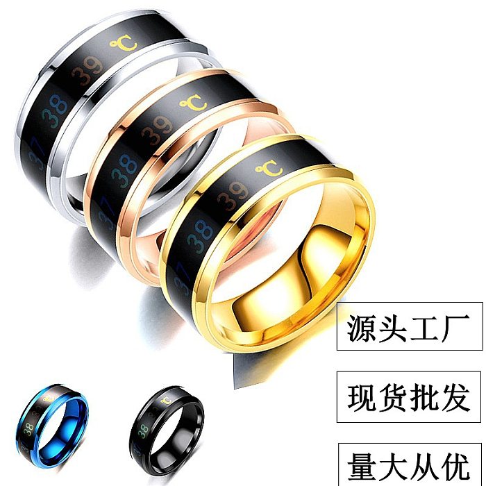 Wholesale New Body Temperature Smart Color-changing Titanium Steel Ring jewelry