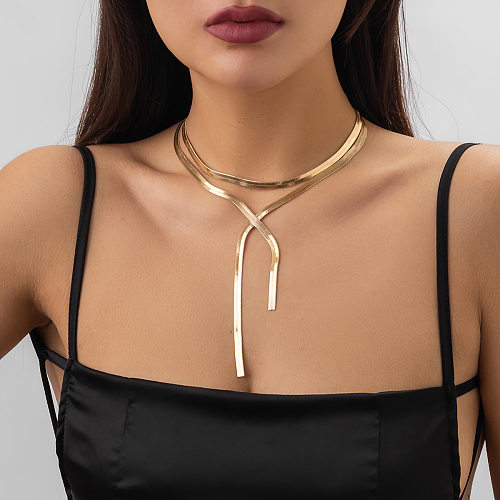 Simple Style Solid Color Copper Gold Plated Necklace In Bulk