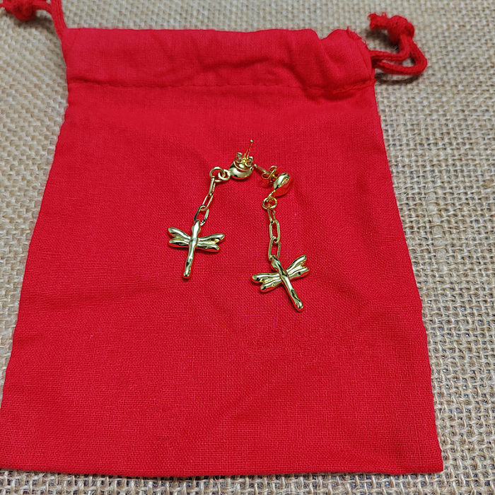 Collar de pendientes de pulseras de revestimiento de cobre de libélula de estilo simple