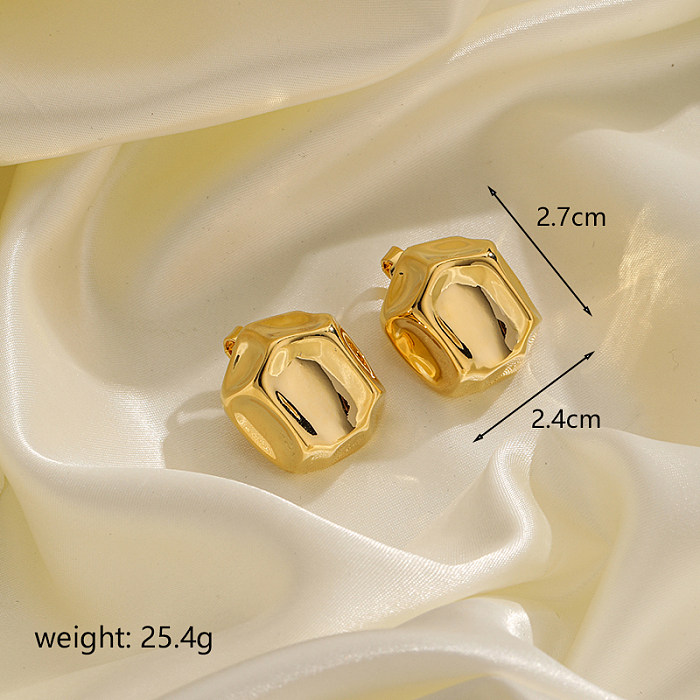 1 Pair Retro Roman Style Commute Solid Color Irregular Plating Copper Copper 18K Gold Plated Ear Cuffs