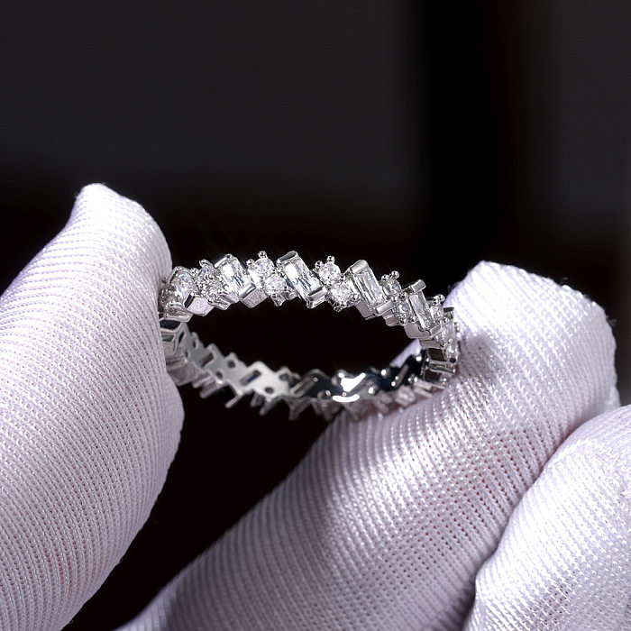 Fashion Jewelry New Square Diamond Female Copper Inlaid Zircon Tail Ring