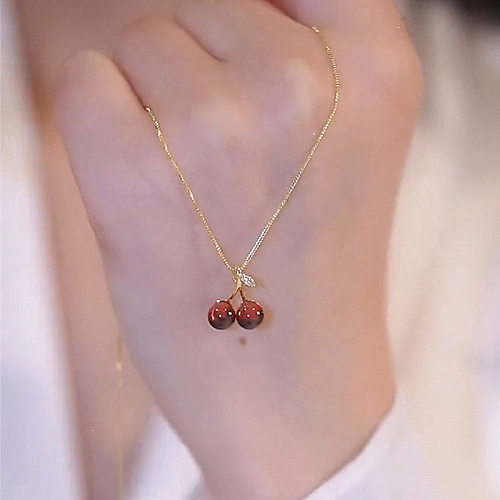 Simple Style Cherry Copper Pendant Necklace In Bulk