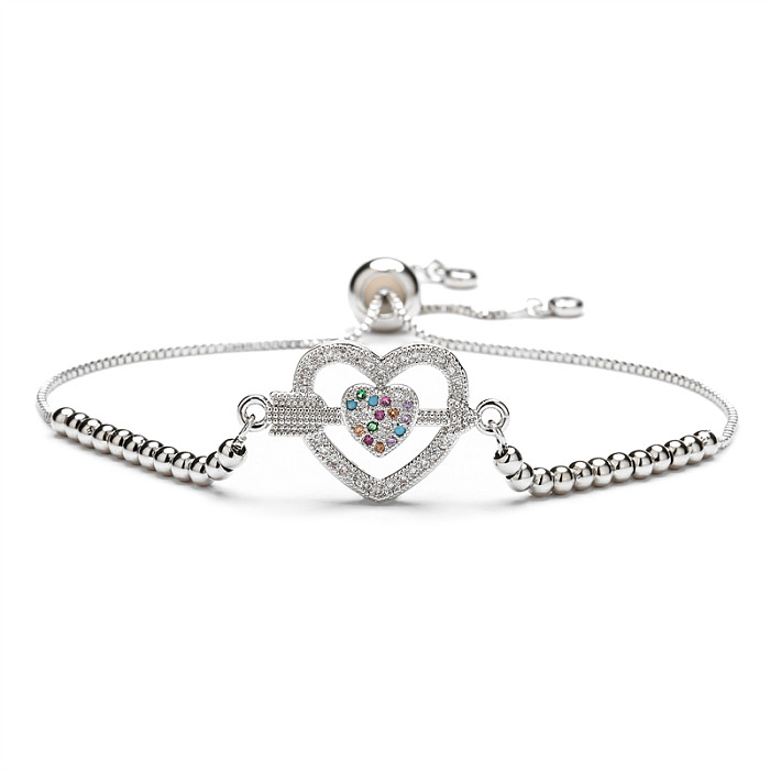 Bracelets artistiques en forme de cœur, couronne d'avion, incrustation de cuivre en Zircon, 1 pièce