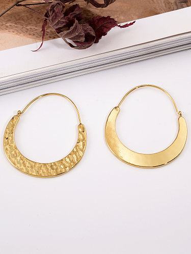 1 Paar schlichte, einfarbige Plissee-Kupfer-Ohrringe mit 18-Karat-Vergoldung