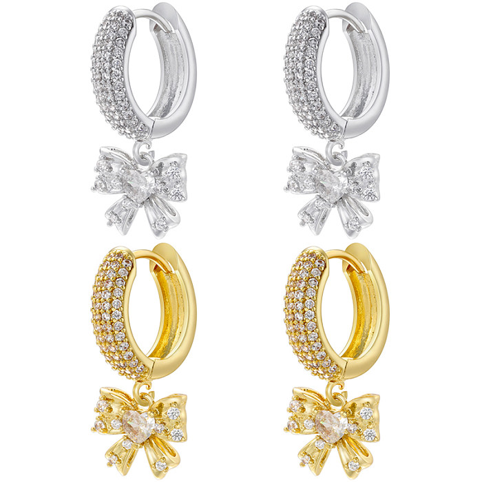 1 Pair Elegant Luxurious Vacation Butterfly Plating Inlay Copper Zircon 18K Gold Plated Drop Earrings