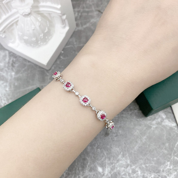 Elegant Geometric Solid Color Copper Inlay Zircon Bracelets