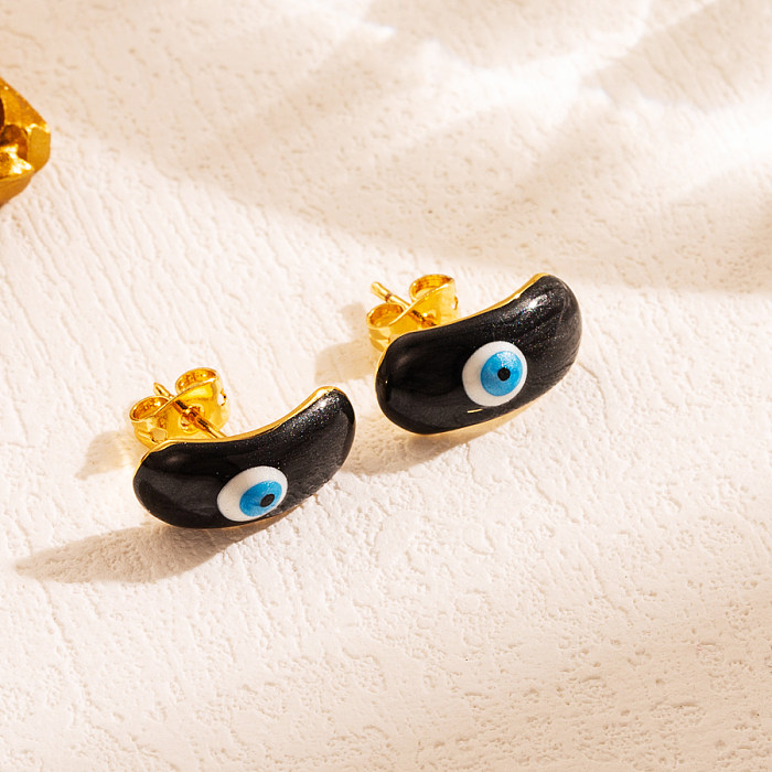 1 Pair Casual Classic Style Devil'S Eye Copper Enamel Plating 18K Gold Plated Ear Studs