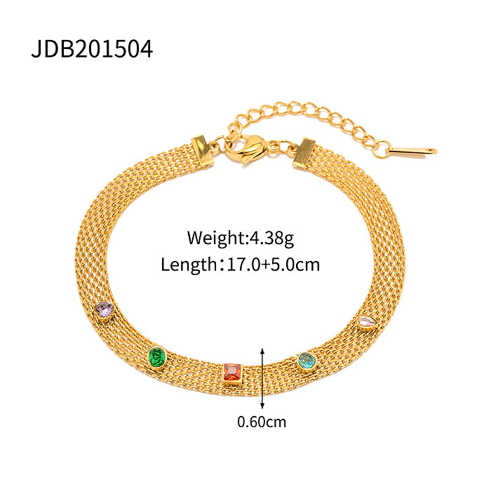 Collier de bracelets plaqué or 18 carats avec incrustation de placage en acier inoxydable coloré de style moderne