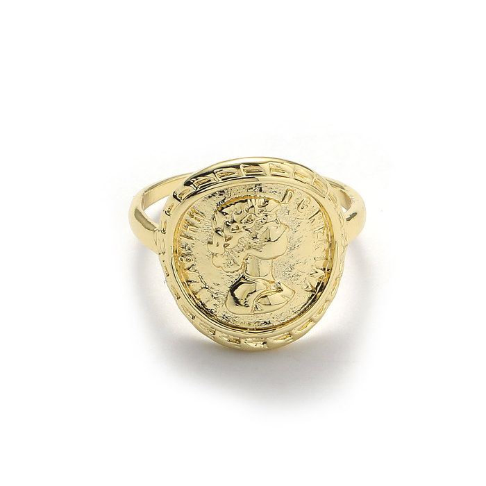O ouro 18K do chapeamento de cobre oval humano ocasional do estilo do INS chapeou o anel aberto