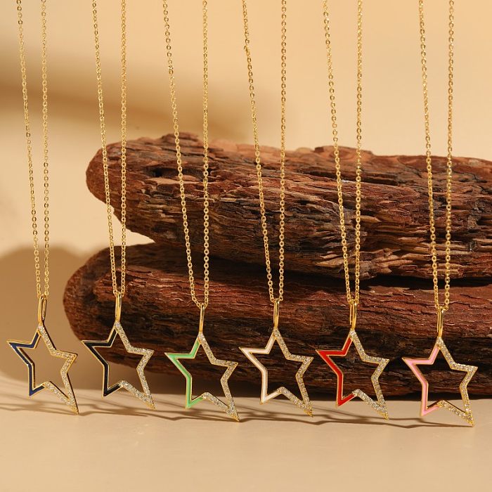 Elegante Sternkupfer-Halskette mit 14 Karat vergoldetem Zirkon in großen Mengen