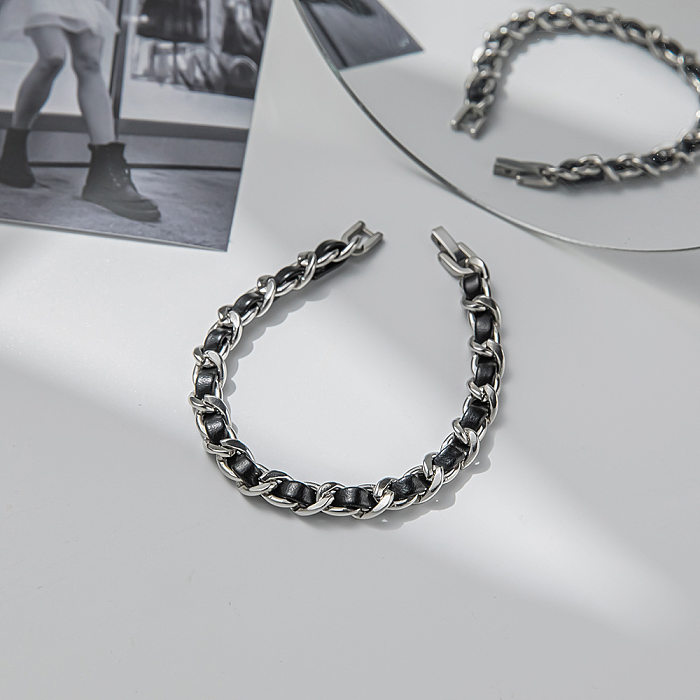 1 pièce 2 pièces conception originale titane acier unisexe Bracelets collier ensemble de bijoux