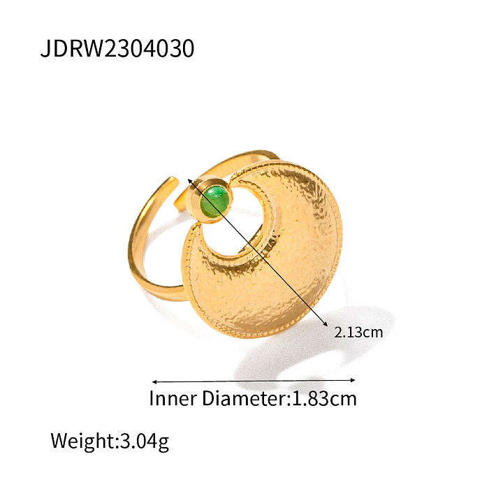 INS Style Streetwear Moon Stainless Steel Plating Inlay Zircon 18K Gold Plated Open Ring