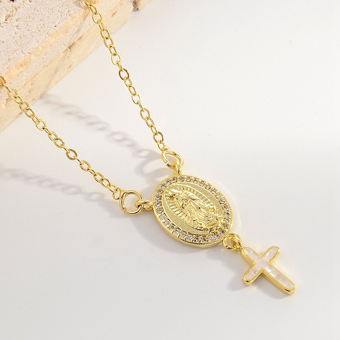Collar pendiente plateado oro elegante del Zircon de la cruz de cobre 18K de Streetwear a granel