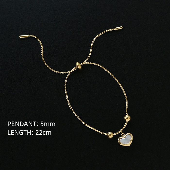 Retro Shell White Fritillary Heart Titanium Steel Necklace Bracelet