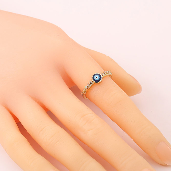 New Simple Hand Jewelry Opening Adjustable Evil Eye Copper Tail Ring