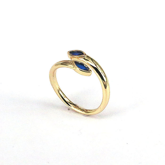 Modischer, geometrischer offener Ring aus Kupfer mit vergoldetem Inlay und Zirkon, 1 Stück