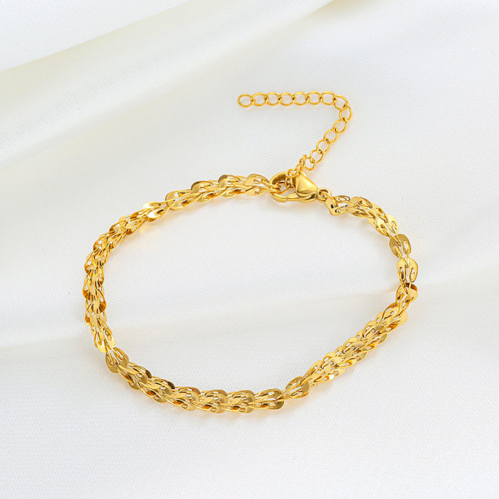 Collier de bracelets plaqué or 18 carats en acier titane de couleur unie pour trajet de style simple