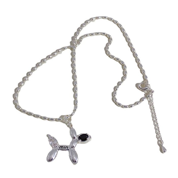 Simple Style Dog Copper Zircon Pendant Necklace In Bulk