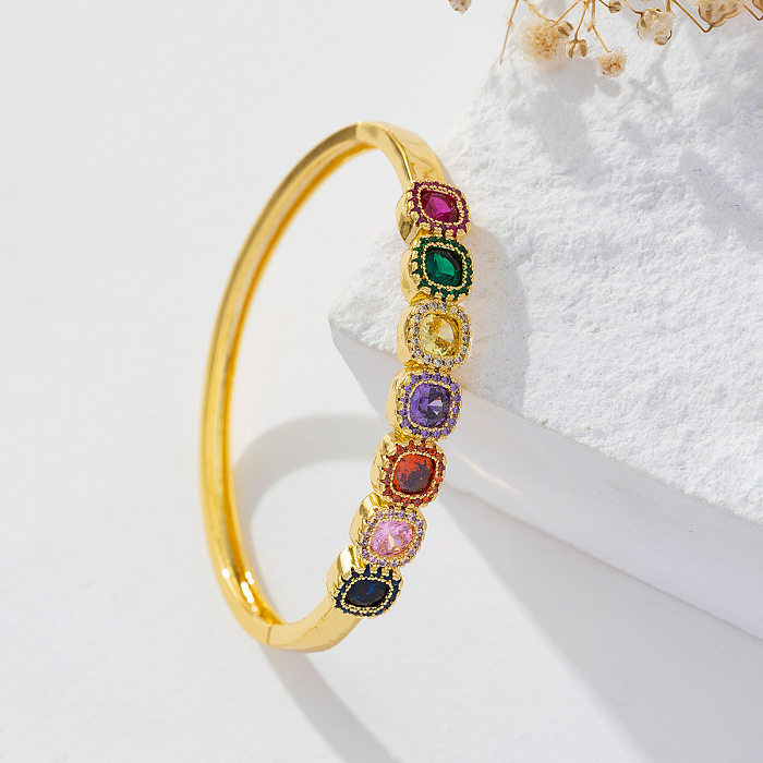 Retro Geometric Copper Plating Inlay Zircon Bangle