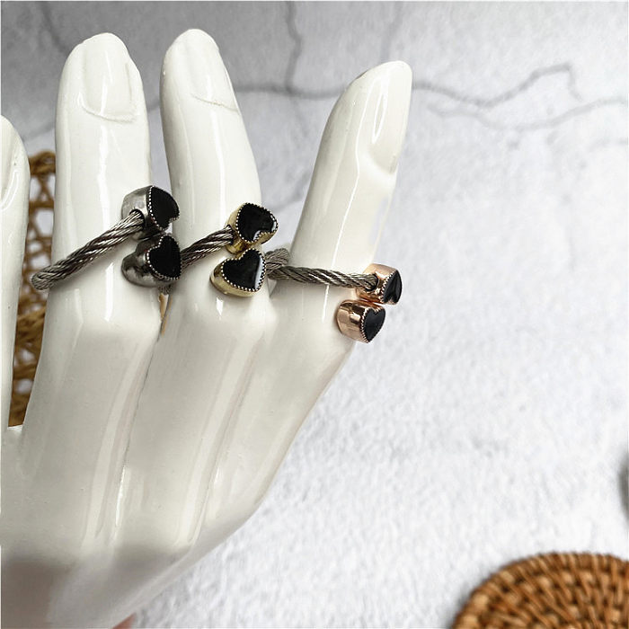 Bracelets d'anneaux pour femmes en acier inoxydable et émail en forme de cœur, Style Simple et décontracté
