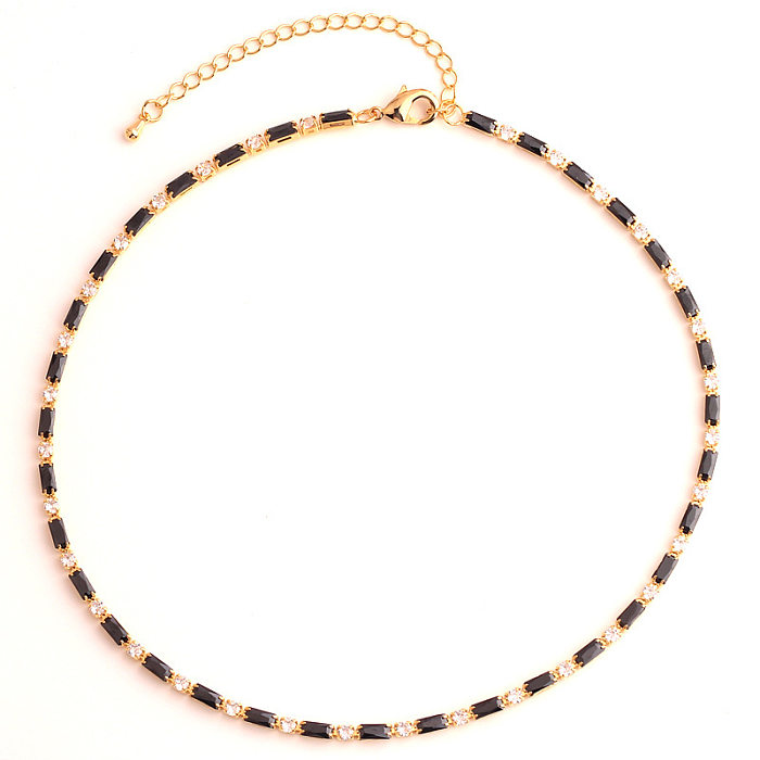 Collier de Bracelets pour femmes en Zircon incrusté de cuivre géométrique rétro