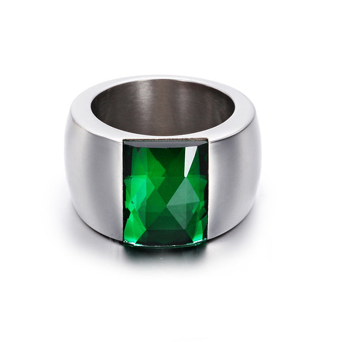 Simple New Titanium Steel Inlaid Color Stone Ring Wholesale jewelry