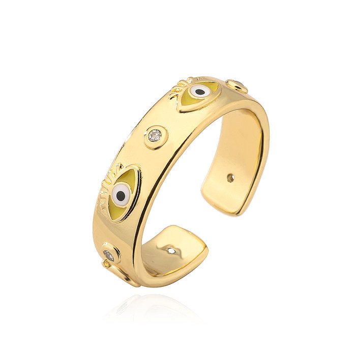 Fashion Eye Kupfer-Emaille-Inlay-Zirkon-offener Ring 1 Stück