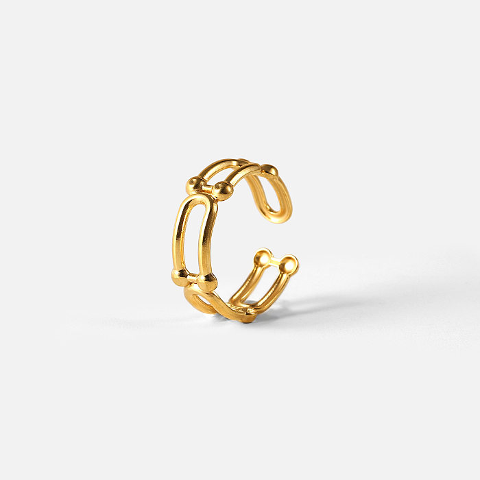 European And American Paper Clip Open Ring 18K Gold-plated Stainless Steel Metal Ring Jewelry