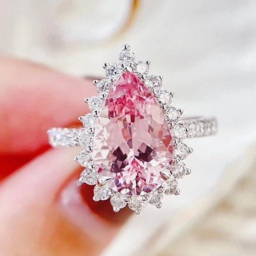 Luxurious Water Droplets Copper Inlay Zircon Rings